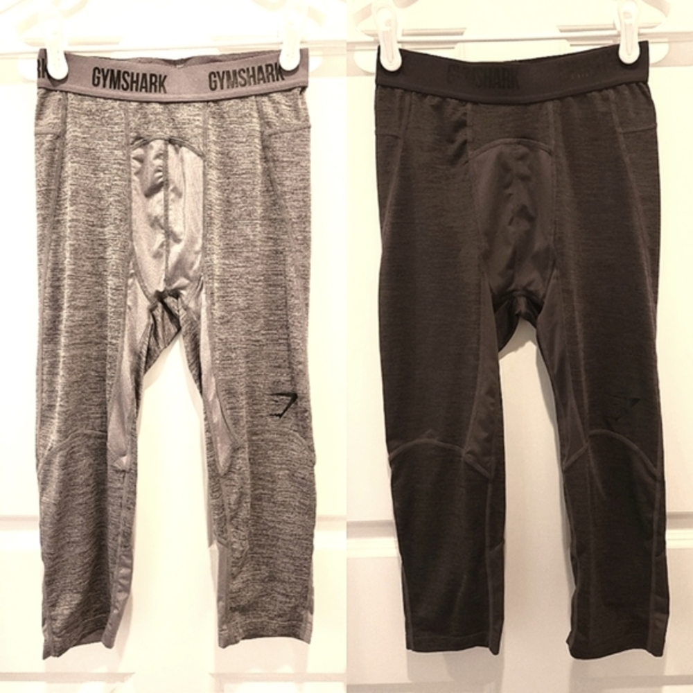 2 Pair Gymshark Boys Athletic Sport Compression Under Leggings. See Size Details